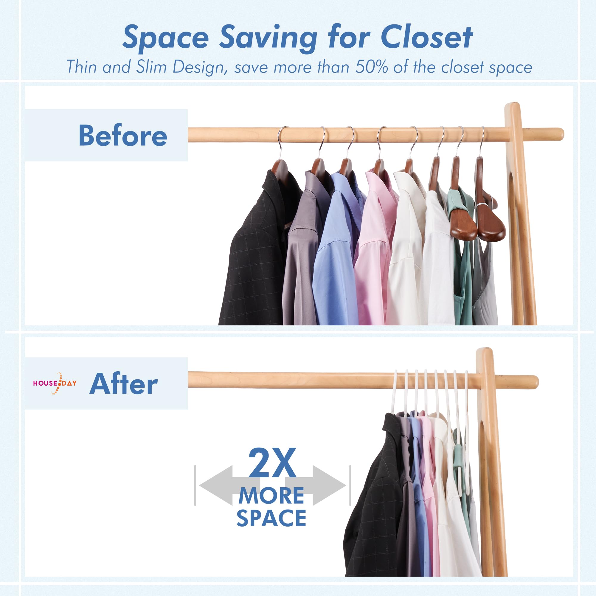 HOUSE DAY bend-free hanger supporting daily wear without sagging