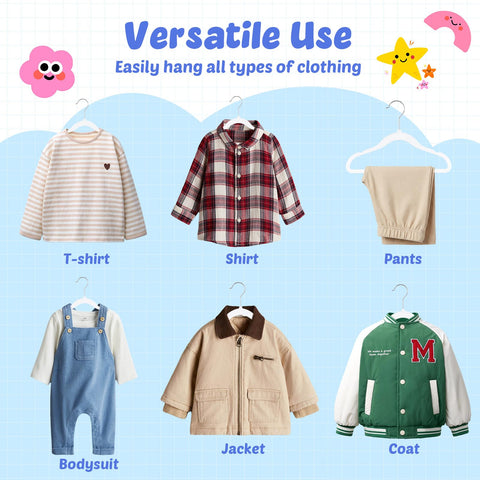 HOUSE DAY white plastic kids hangers for nursery and shared closets