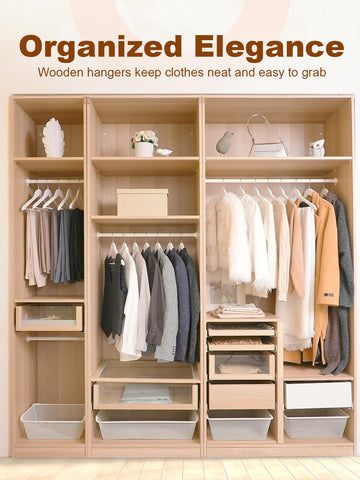 HOUSE DAY White Wooden Hangers 360 degree hook enables easy closet access