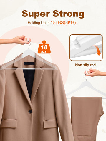 HOUSE DAY White Wooden Hangers curved shoulders maintain garment shape during storage