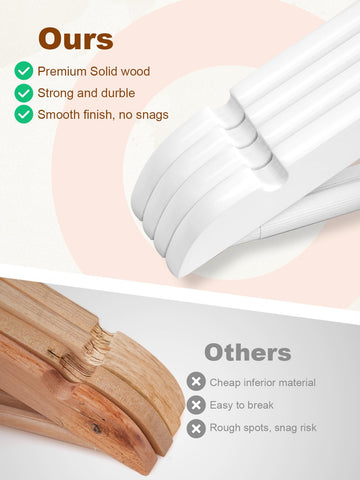HOUSE DAY White Wooden Hangers smooth finish prevents snags on delicate fabrics