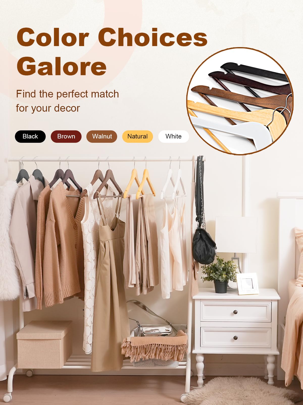 HOUSE DAY White Wooden Hangers 10 pack organized closet solution for outfits