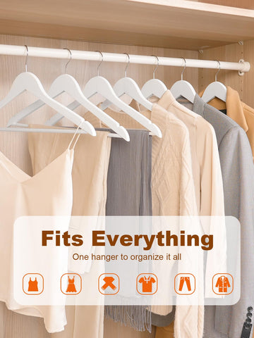 HOUSE DAY White Wooden Hangers strap notches keep tops securely in place