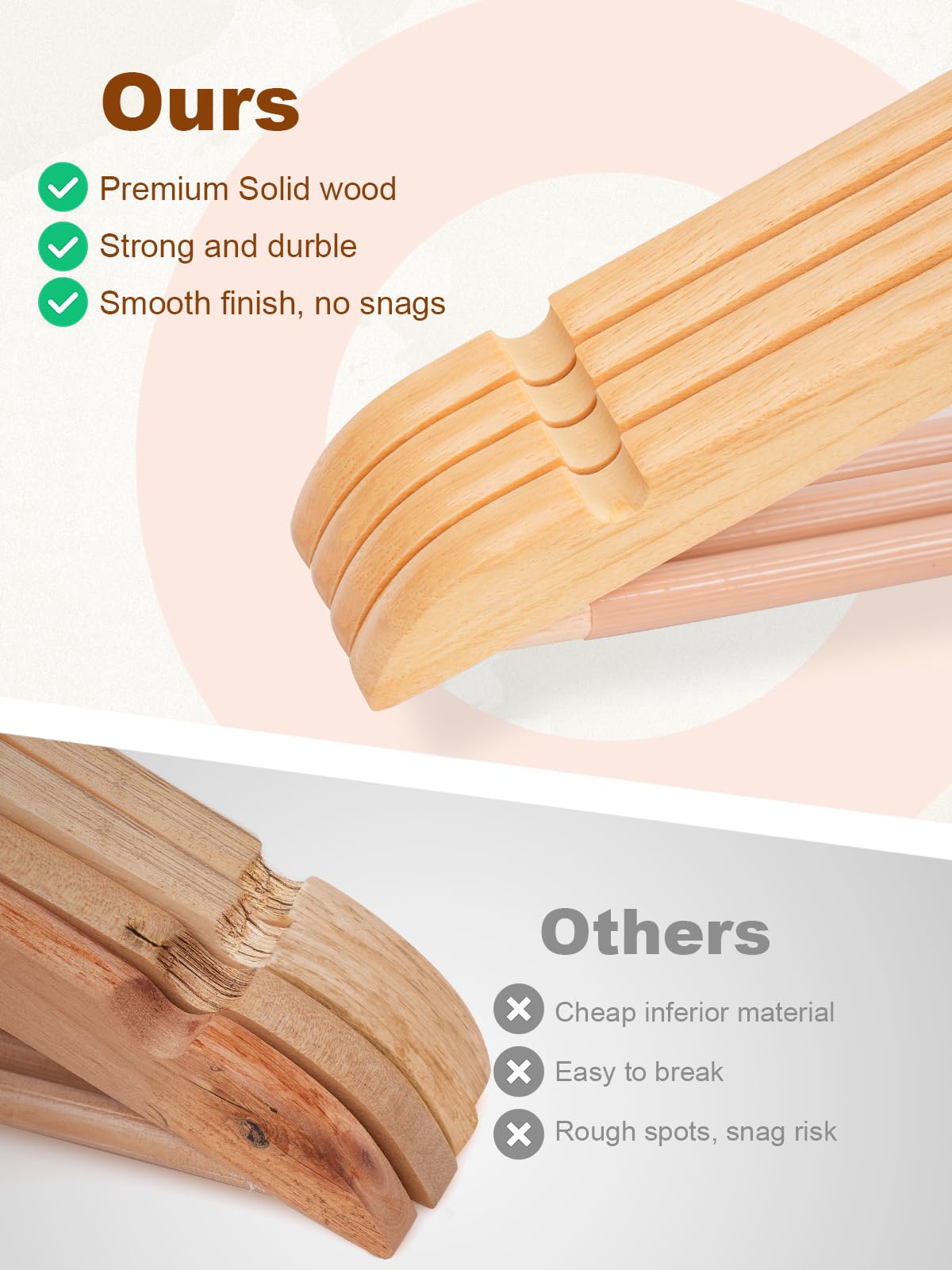 House Day hangers with curved shoulders help maintain garment shape.