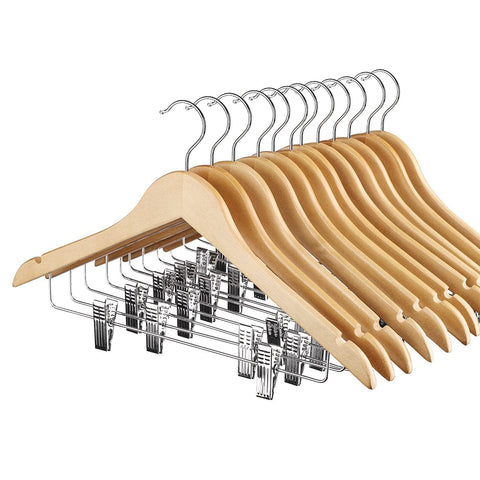 House Day wooden hangers full set highlighting premium natural wood finish for organized closets.