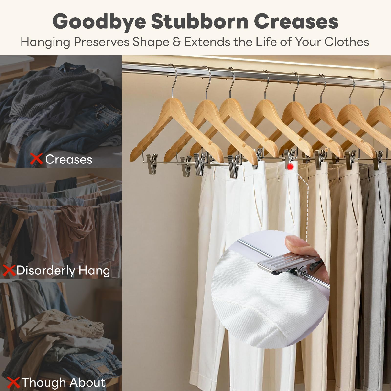 House Day wooden hangers space saving design helps optimize closet capacity.
