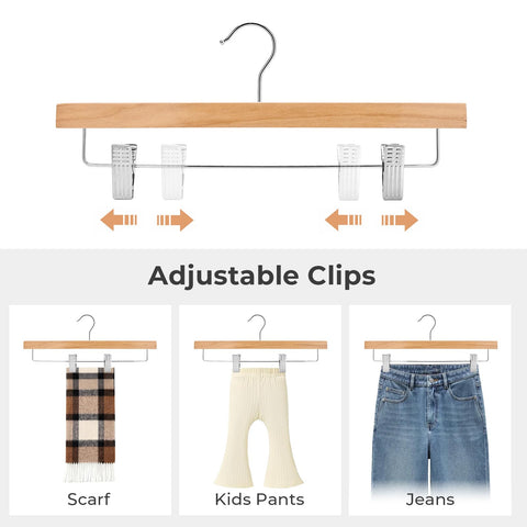 House Day clip closeup on wooden pants hanger shows strong grip.