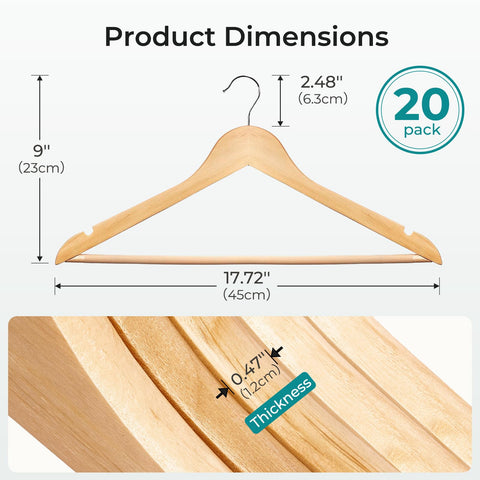 HOUSE DAY wooden hanger with wrinkle-free non-slip design preserves garment shape