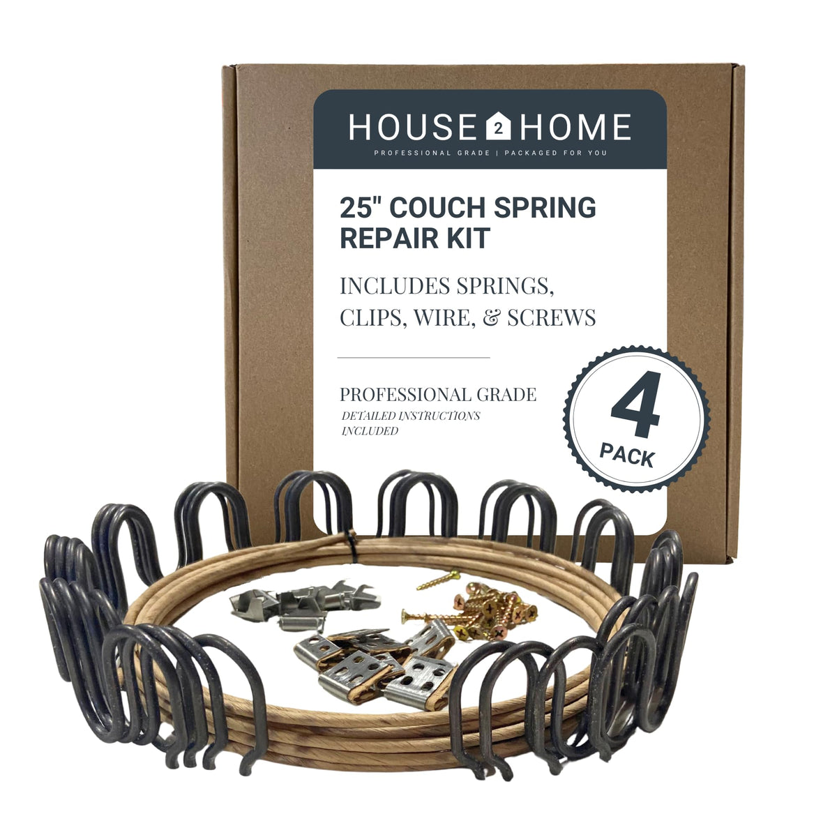 House2Home 25-inch couch spring repair kit restores cushion support for sagging sofas.