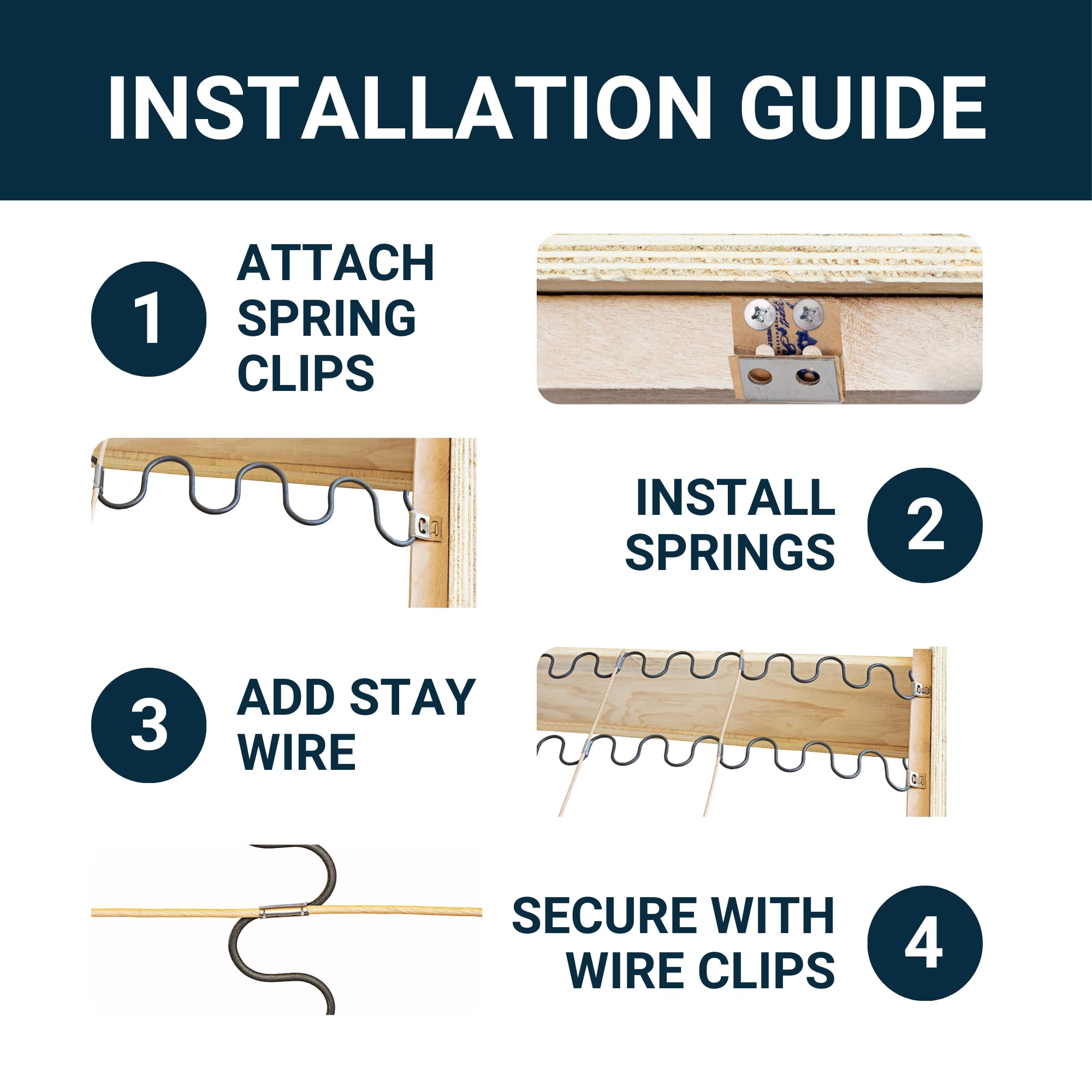 House2Home stay wire clips 20 fix spring alignment in recliners and couches.