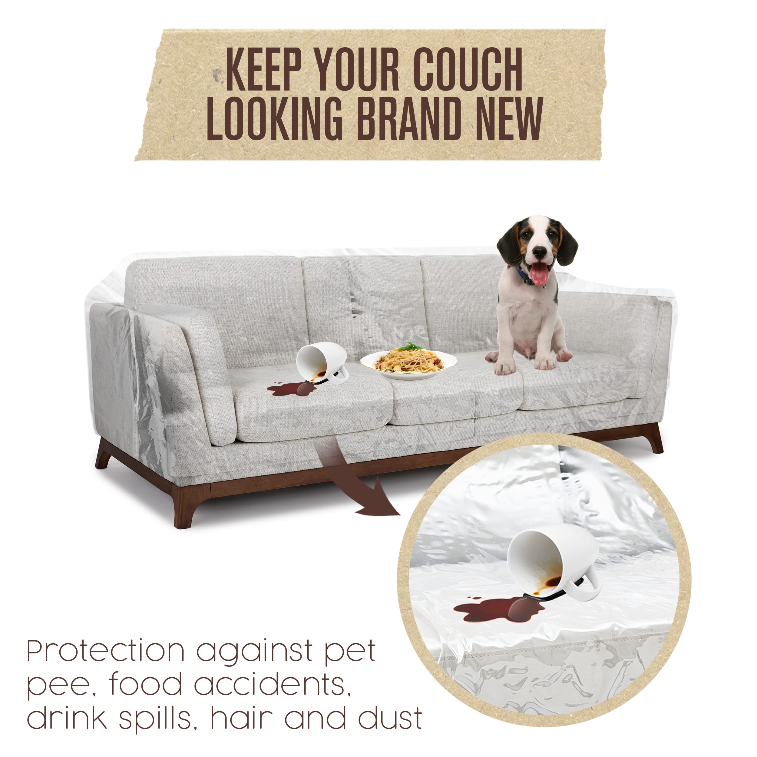 Houseables couch cover shows pet protection against scratches