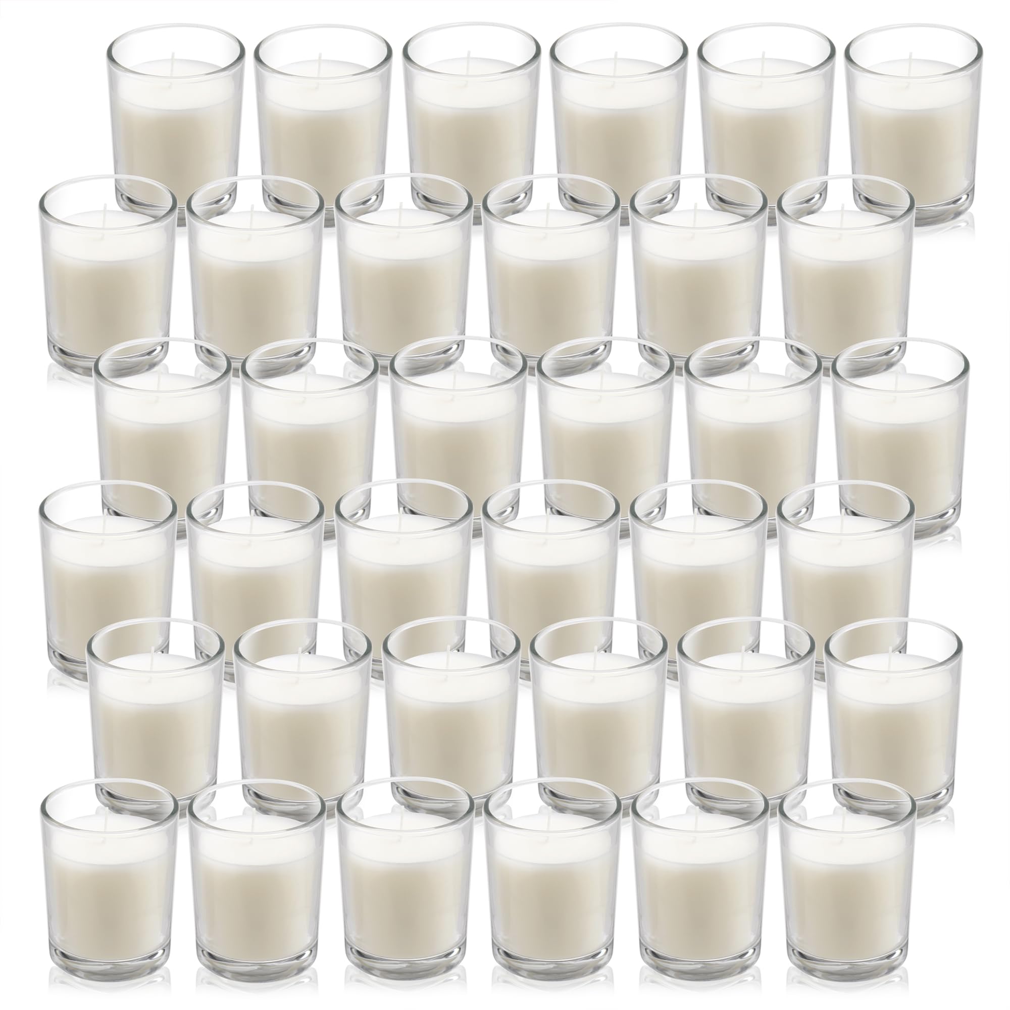 Housecret 36-pack warm white unscented glass votives for elegant lighting.