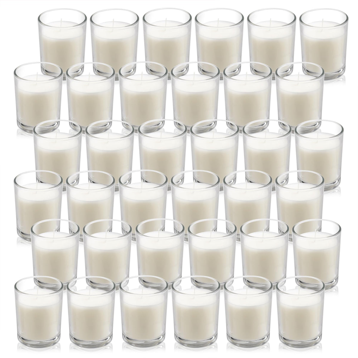 Housecret 36-pack warm white unscented glass votives for elegant lighting.