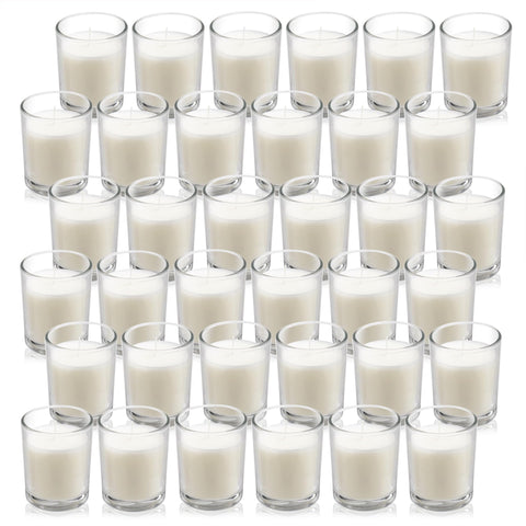 Housecret 36-pack warm white unscented glass votives for elegant lighting.