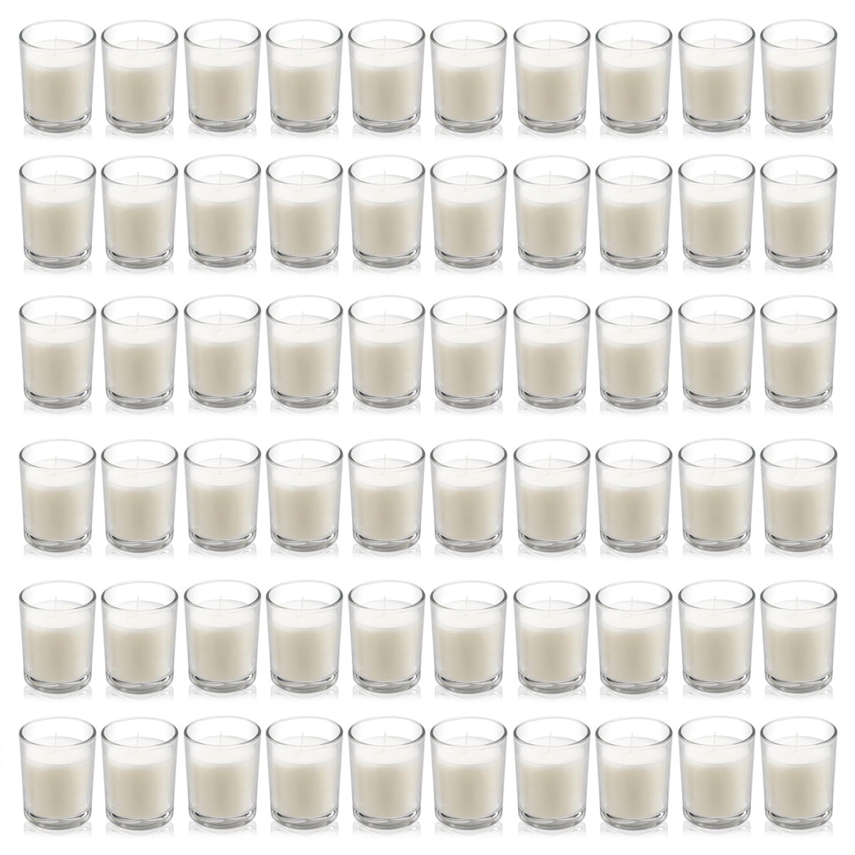 Housecret warm white unscented glass votive candles illuminate spaces with a clean glow.