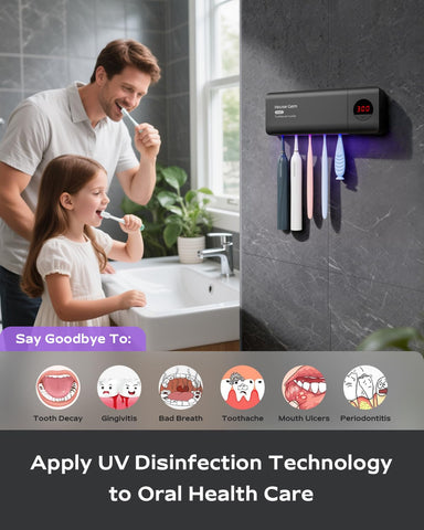 HouseGem toothbrush holder wireless charging module powers the device for long use.