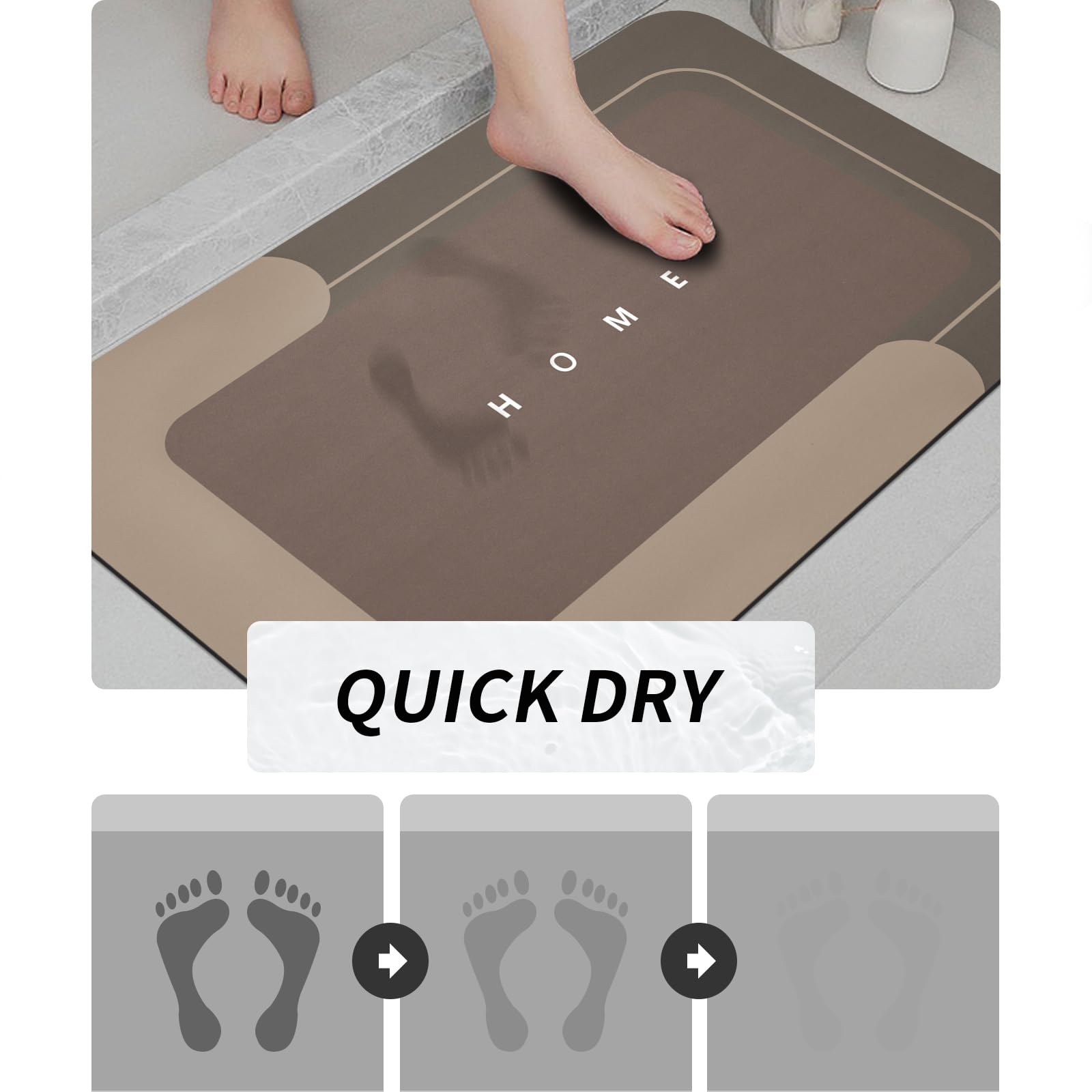 Housego bath mat anti-slip rubber back prevents sliding on wet floors