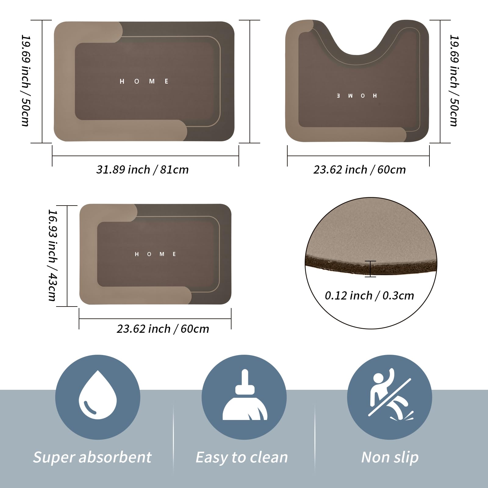 Housego bath mat soft comfortable top layer for plush standing feel