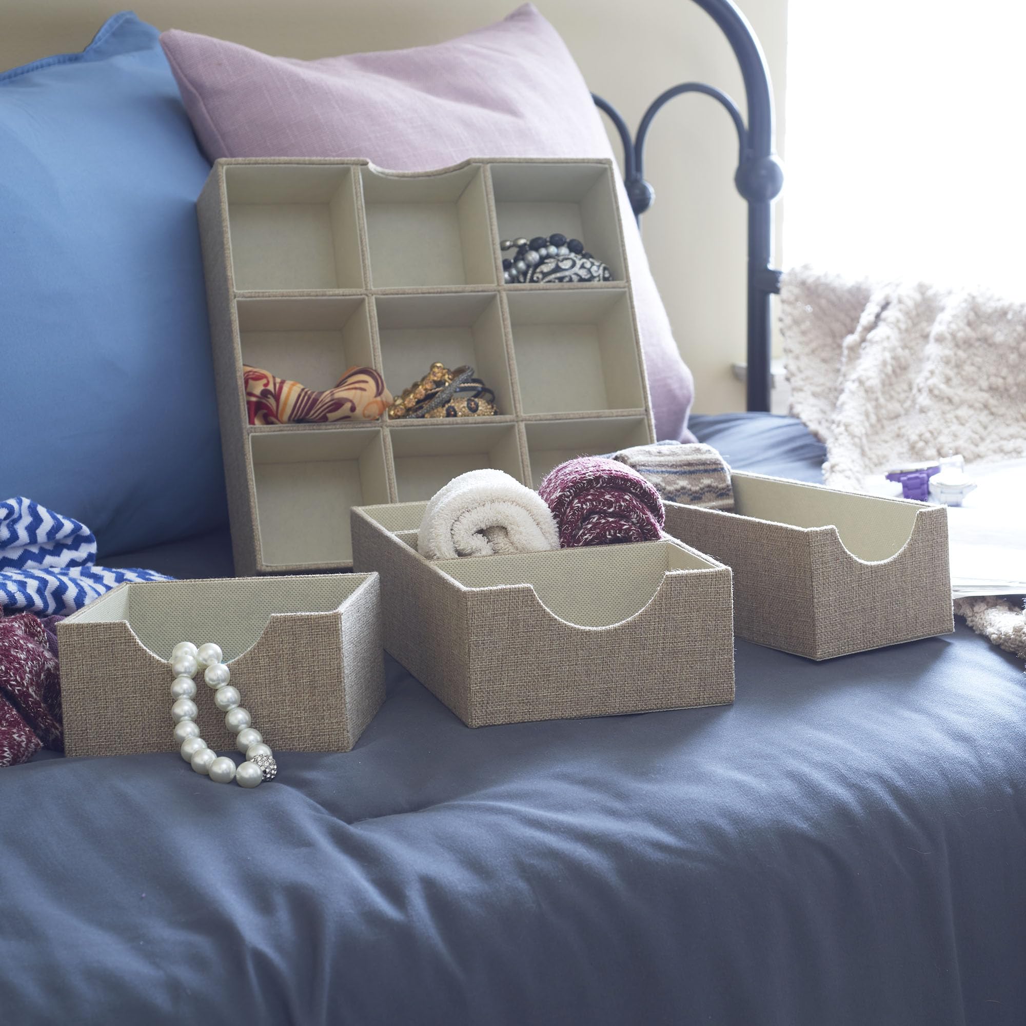 Household Essentials compact 3-inch profile keeps drawers organized without crowding.