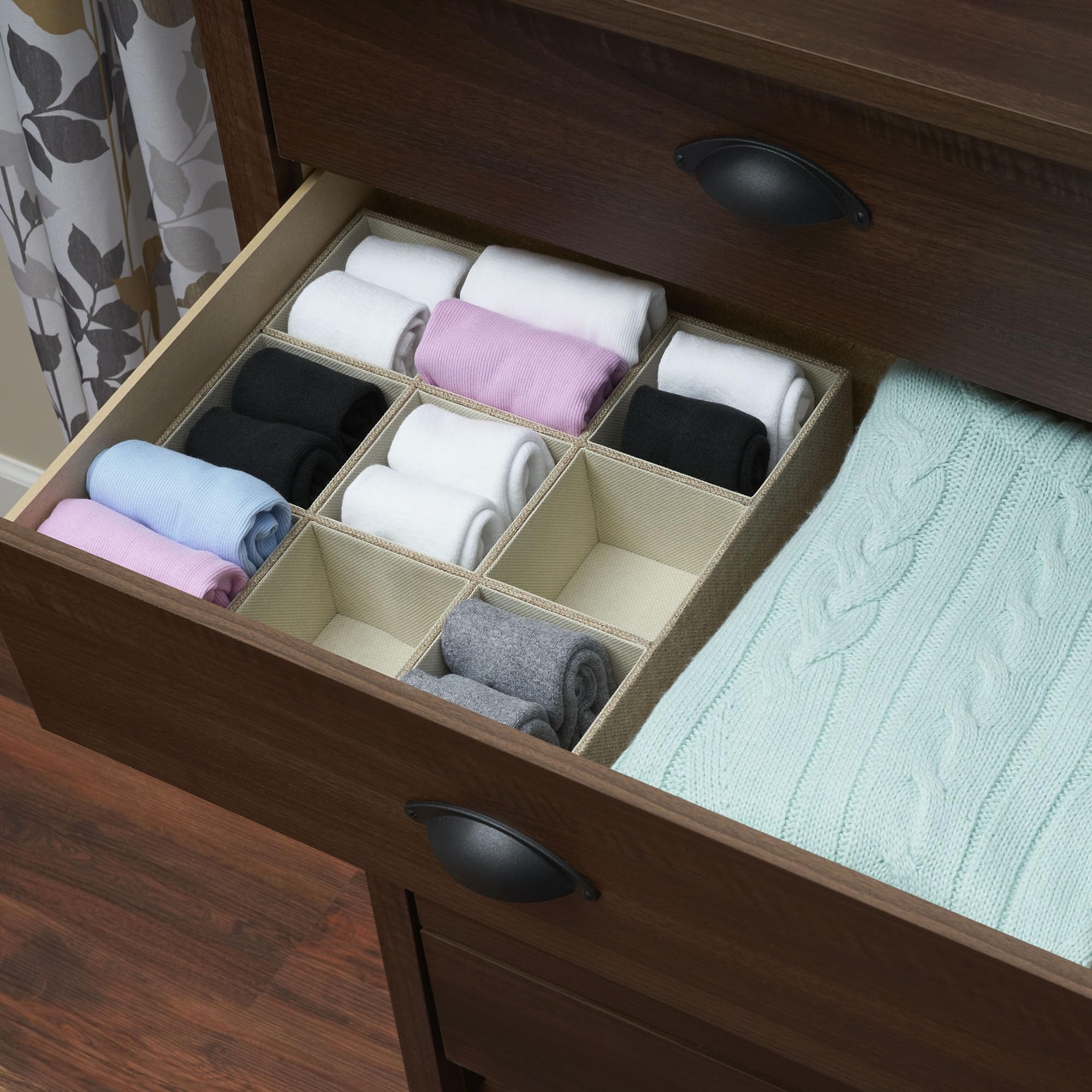 Household Essentials deep nine-section organizer with hard frame ensures durable, long-lasting drawer organization.