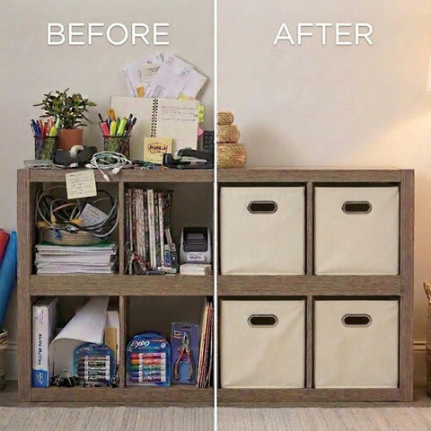 Household Essentials fold flat when unused and stack for space-saving storage.