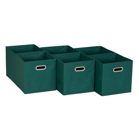 Household Essentials foldable storage cube forest green front view showing tidy space.