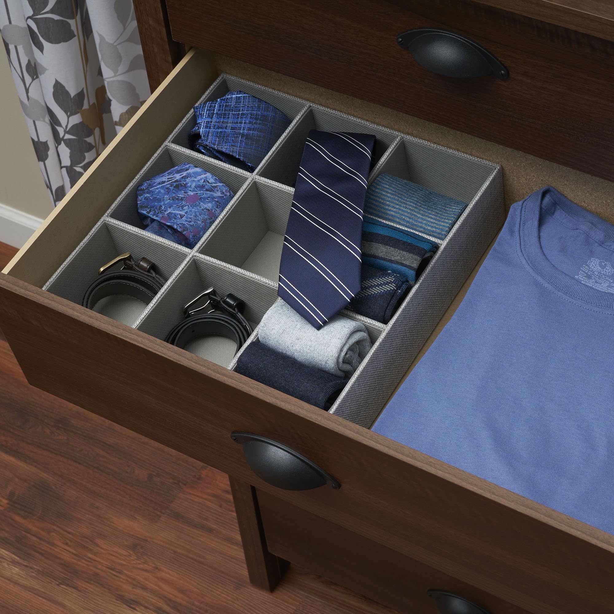 Household Essentials gray 728-1 drawer organizer curved lip for easy grip.