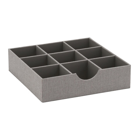 Household Essentials grey 728-1 deep 9-section organizer in-drawer view for tidy storage.