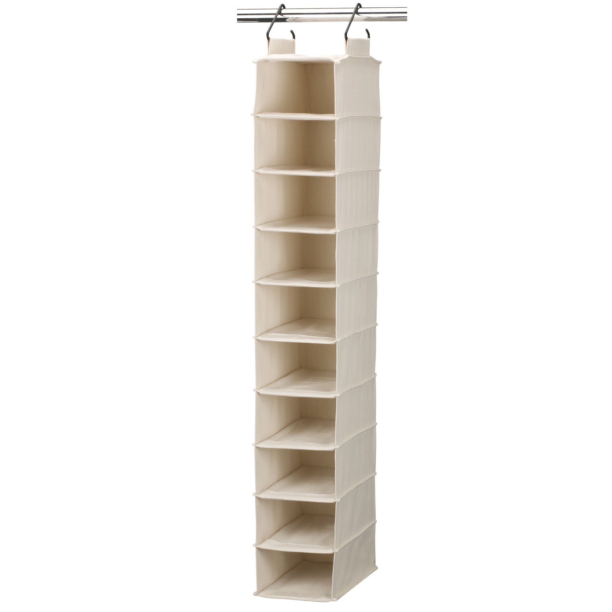 Household Essentials hanging shoe organizer front view showing full 10-pair capacity for organized footwear.