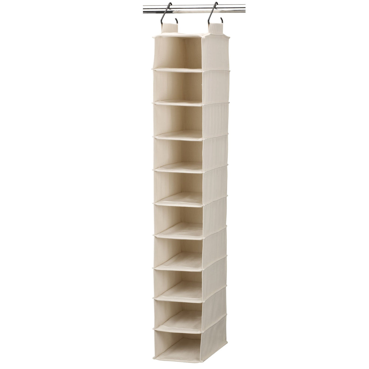 Household Essentials hanging shoe organizer front view showing full 10-pair capacity for organized footwear.