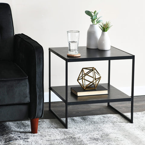 Household Essentials Jamestown end-table lower shelf keeps remotes, magazines, and small items within easy reach.