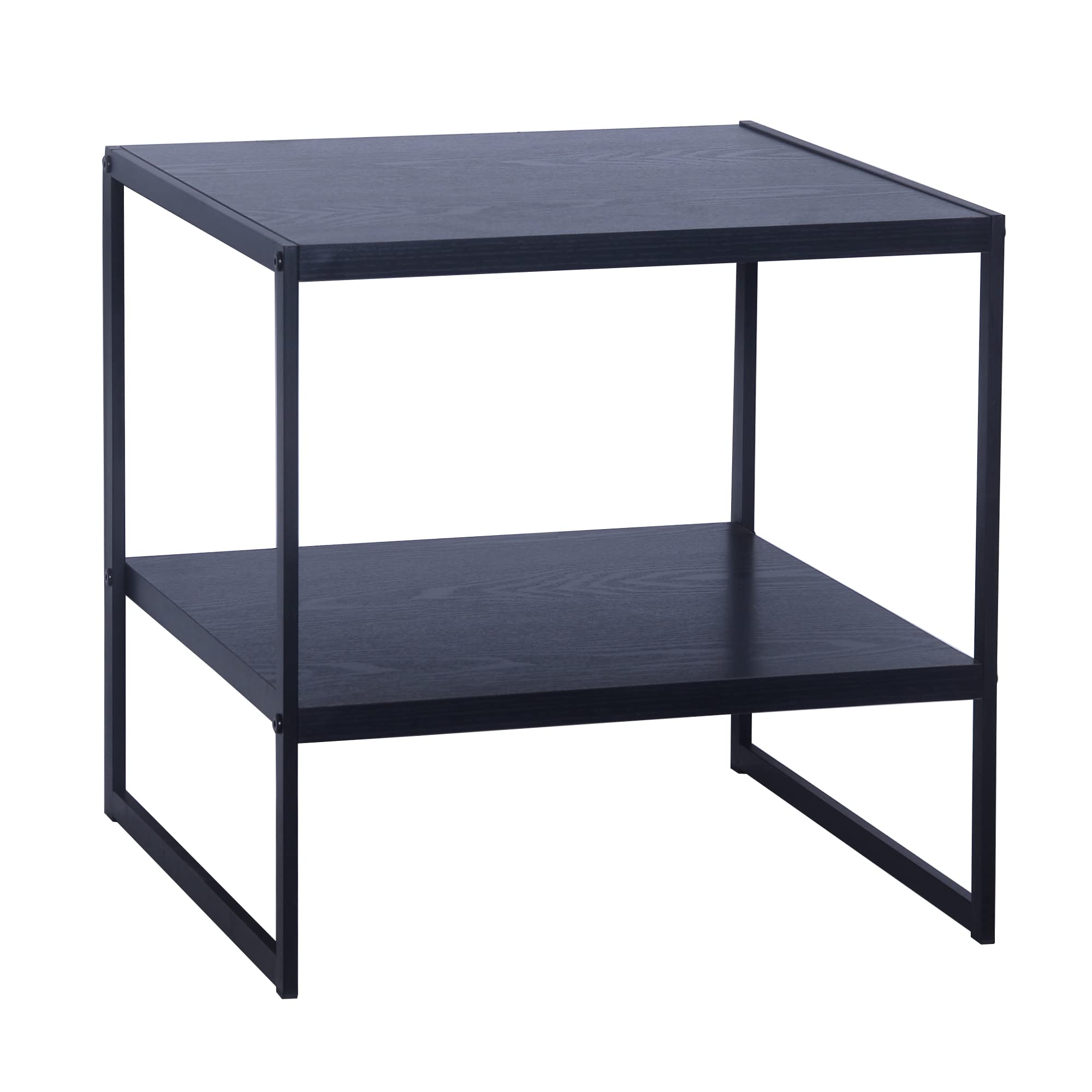 Household Essentials Jamestown square end-table tabletop in black oak finish provides stylish surface and storage.