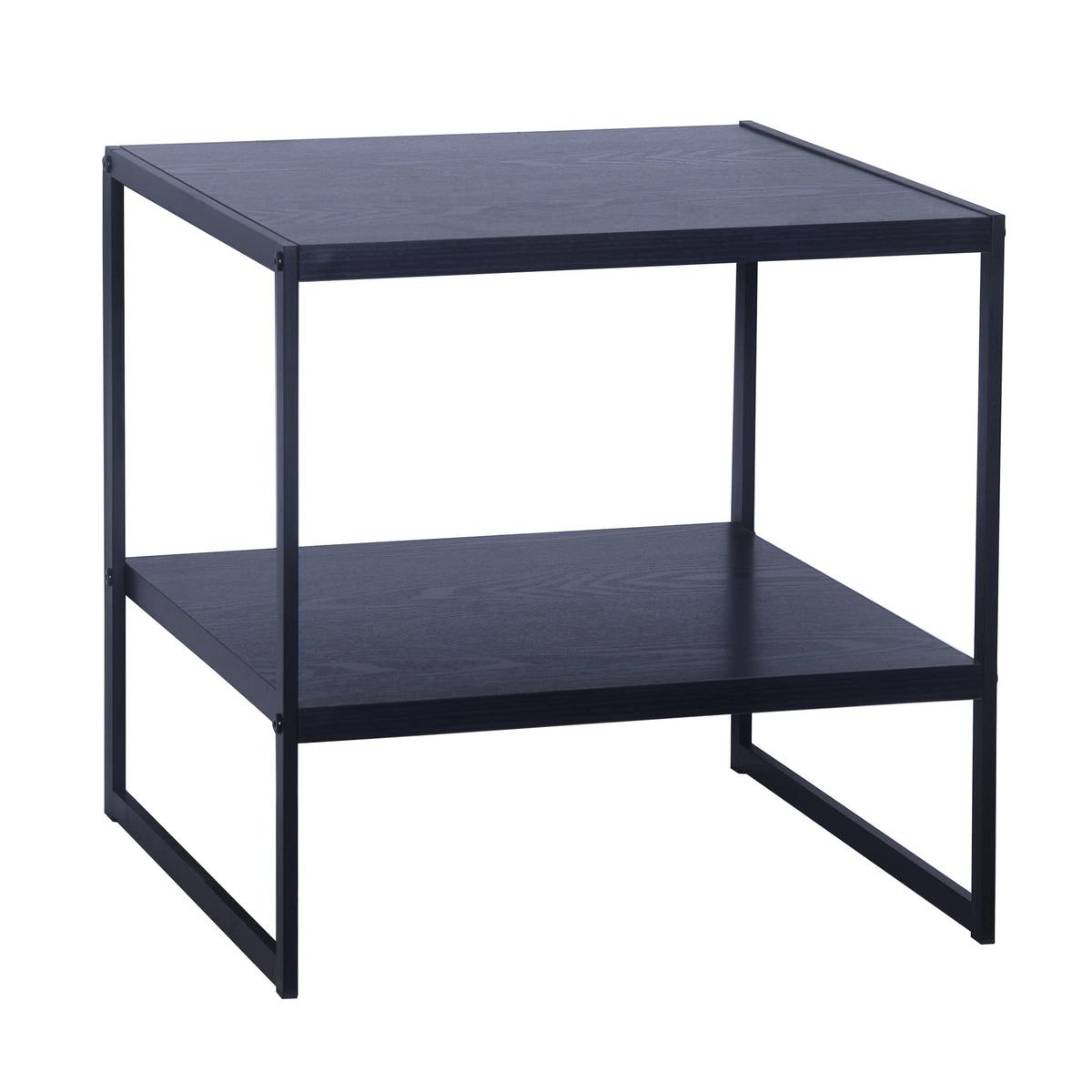 Household Essentials Jamestown square end-table tabletop in black oak finish provides stylish surface and storage.