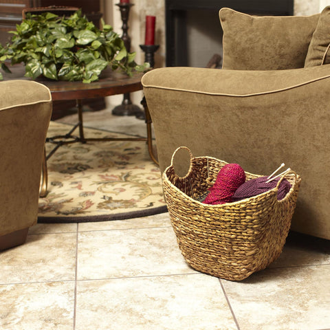 Household Essentials ML-4002 handwoven water hyacinth basket, sturdy by design.