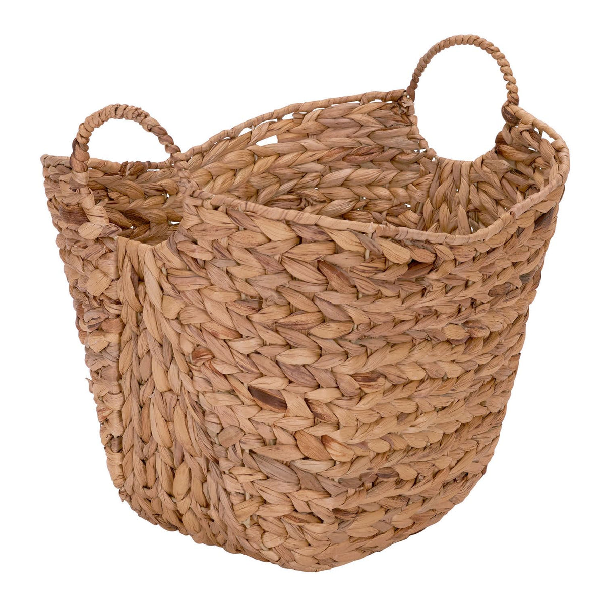 Household Essentials ML-4002 tall water hyacinth basket with handles ideal for blankets.