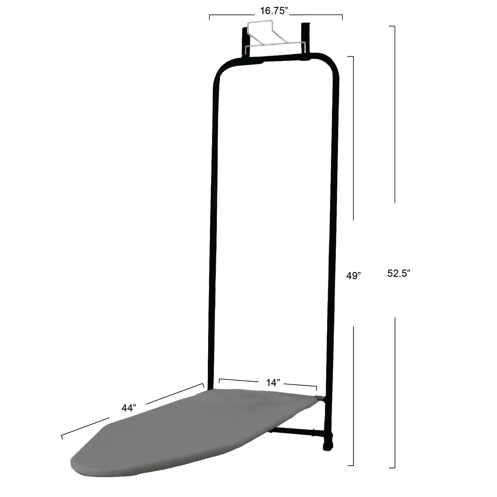 Household Essentials lever-action over-the-door ironing board opens easily for quick ironing sessions.