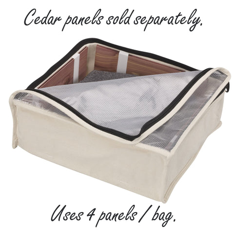 Durable cotton canvas protects knits while allowing airflow.