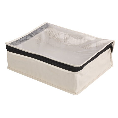 Stackable sweater storage bags optimize closet and shelf space.