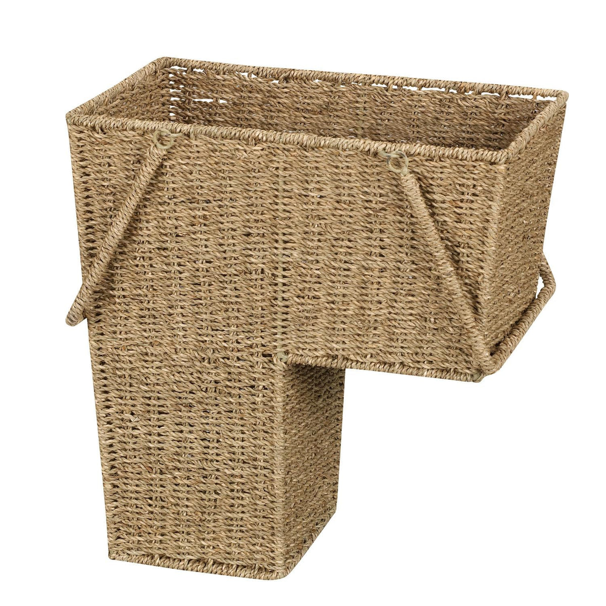 Household Essentials wicker stair basket with handles open top for quick access
