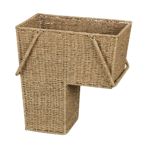 Household Essentials wicker stair basket with handles open top for quick access
