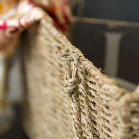 Household Essentials stair basket on stairs showing compact footprint