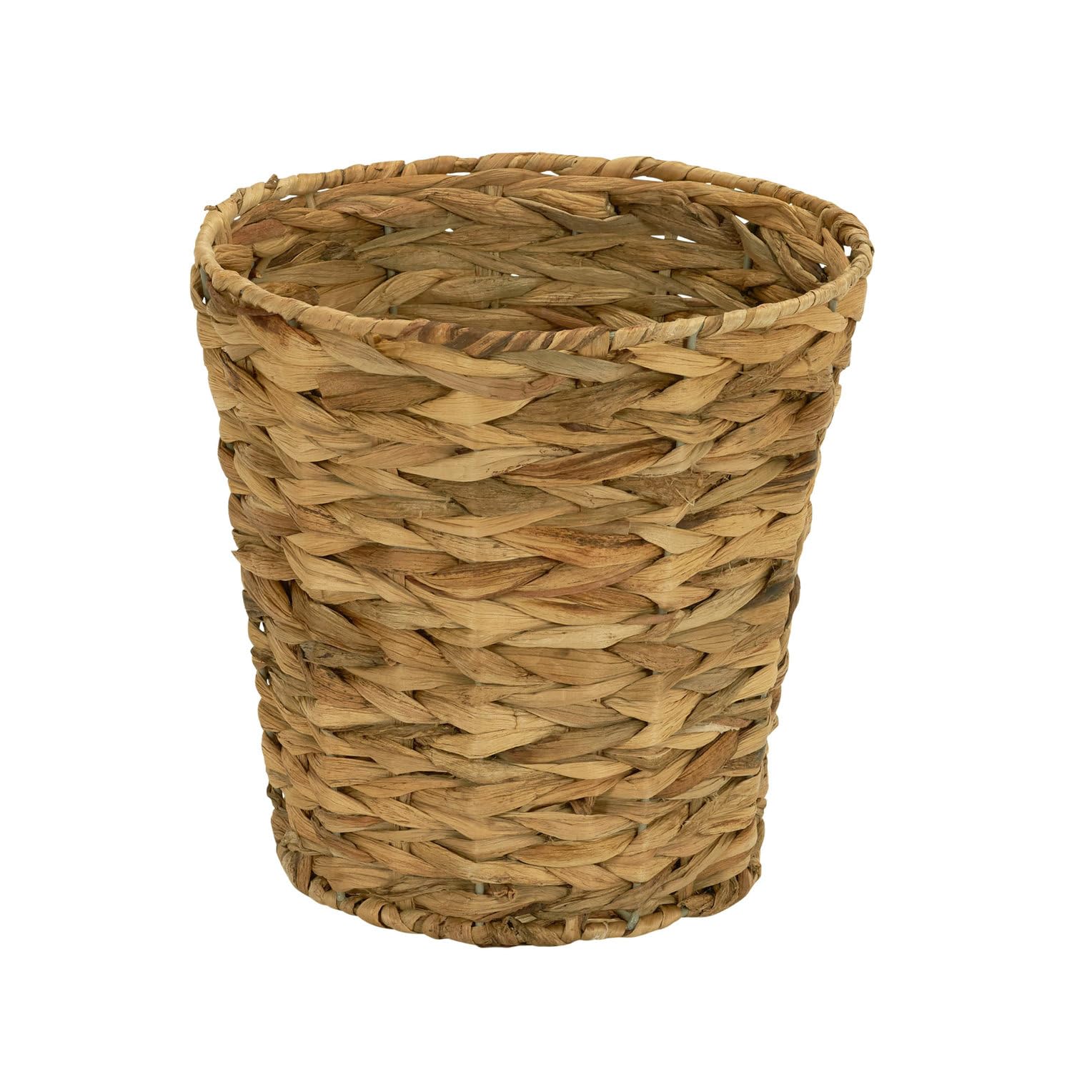 Household Essentials wicker waste basket with round steel frame for chic trash storage.