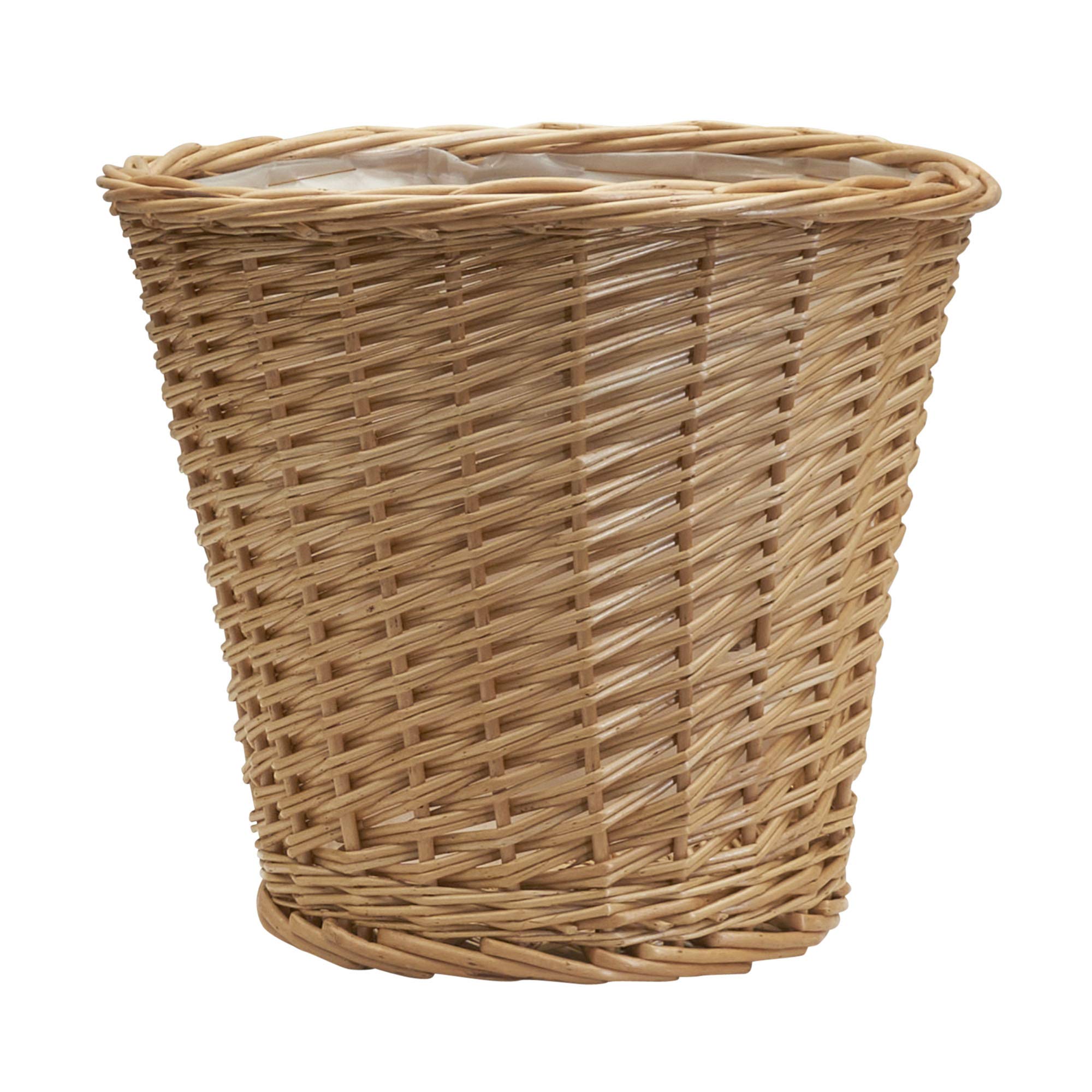 Household Essentials Willow wicker waste basket full view for elegant disposal