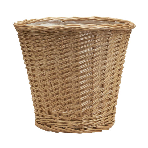 Household Essentials Willow wicker waste basket full view for elegant disposal