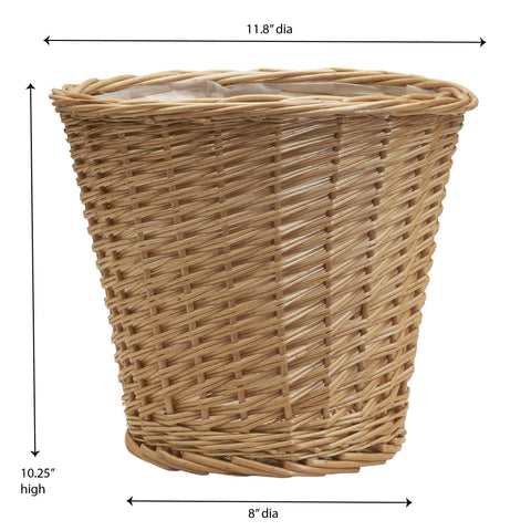 Household Essentials Willow wicker waste basket liner inside highlights easy cleanup
