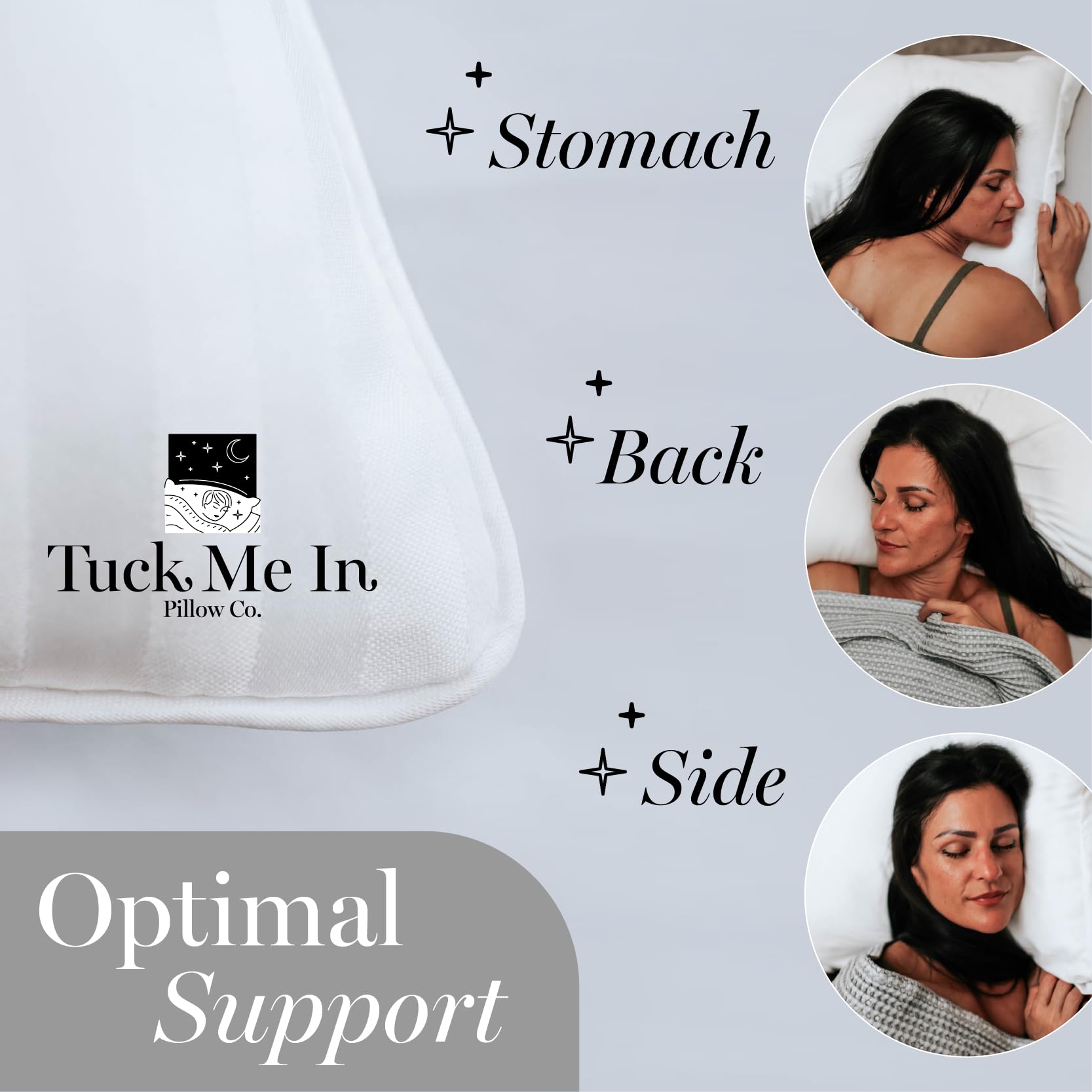 Houseify Tuck Me In Pillow 40-degree elevation supports ergonomic neck alignment.