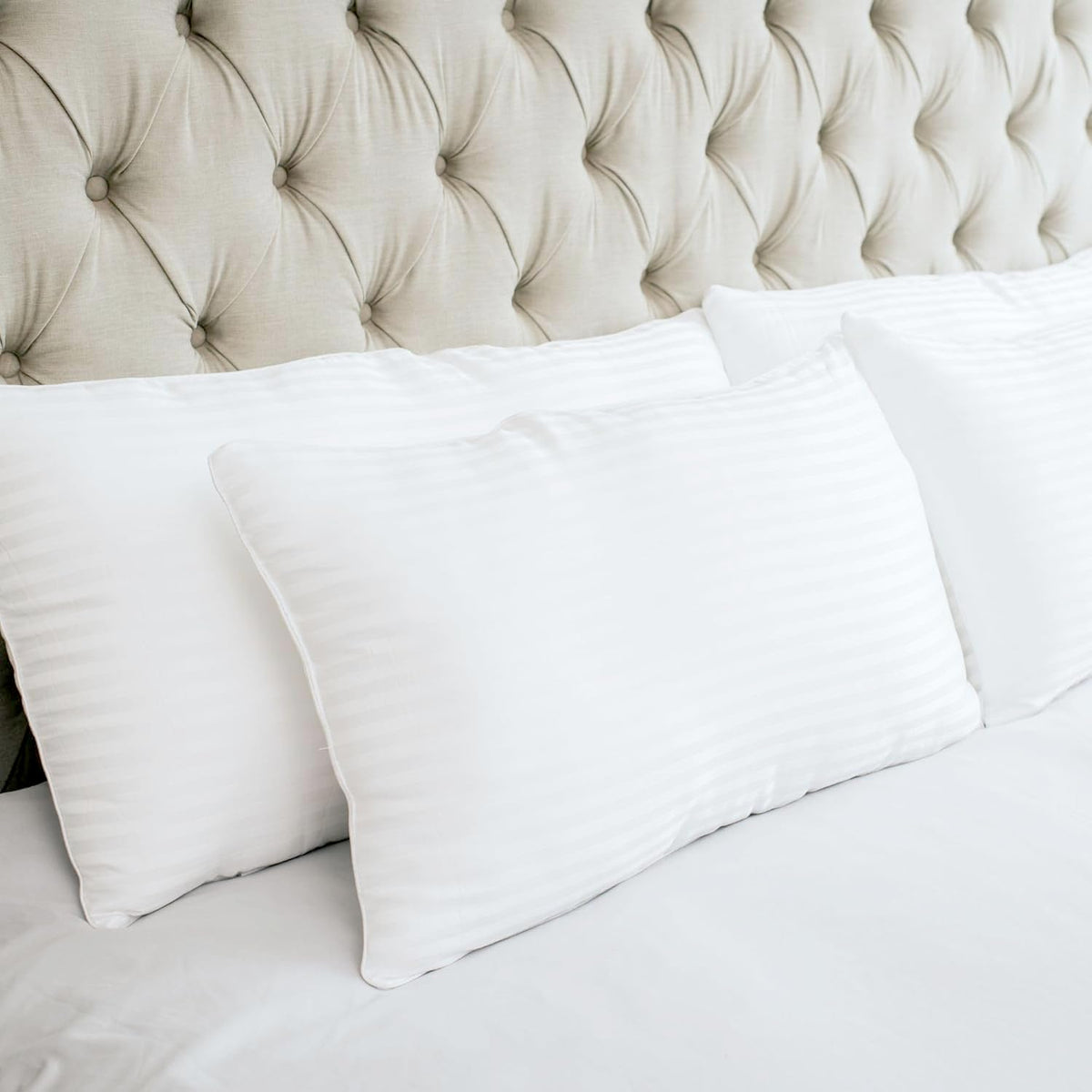 Houseify Tuck Me In Pillow front view highlights cloud-soft microfiber for comfortable head support.