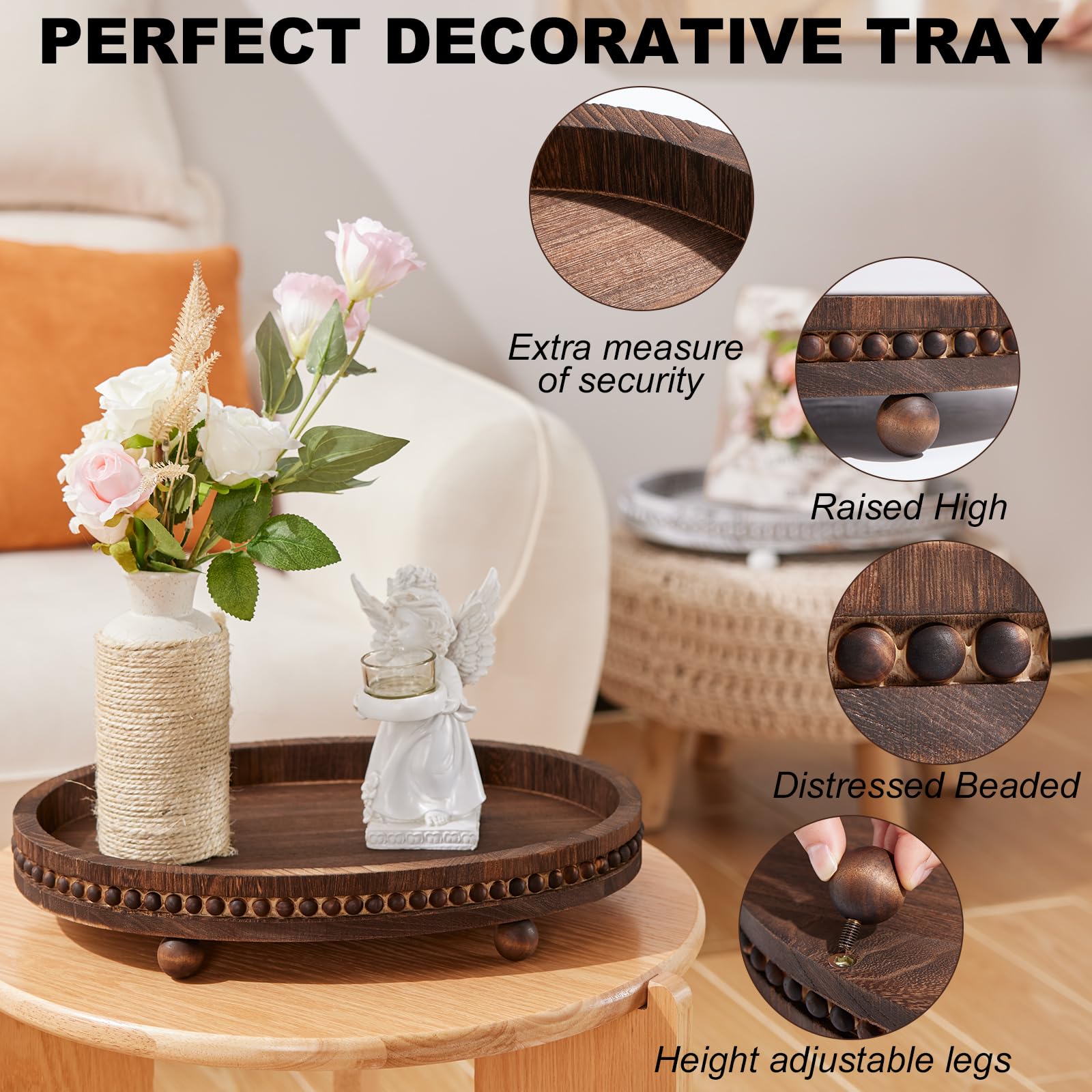 HouseJoy wooden tray with detachable legs adds flexible styling options.