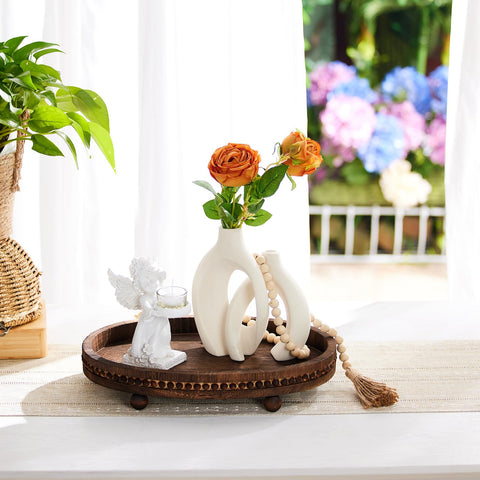 HouseJoy beaded-edge tray shown in multipurpose living space setup.