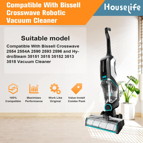 Houselife CrossWave pet-friendly multi-surface brush roller reduces tangles while cleaning pet messes